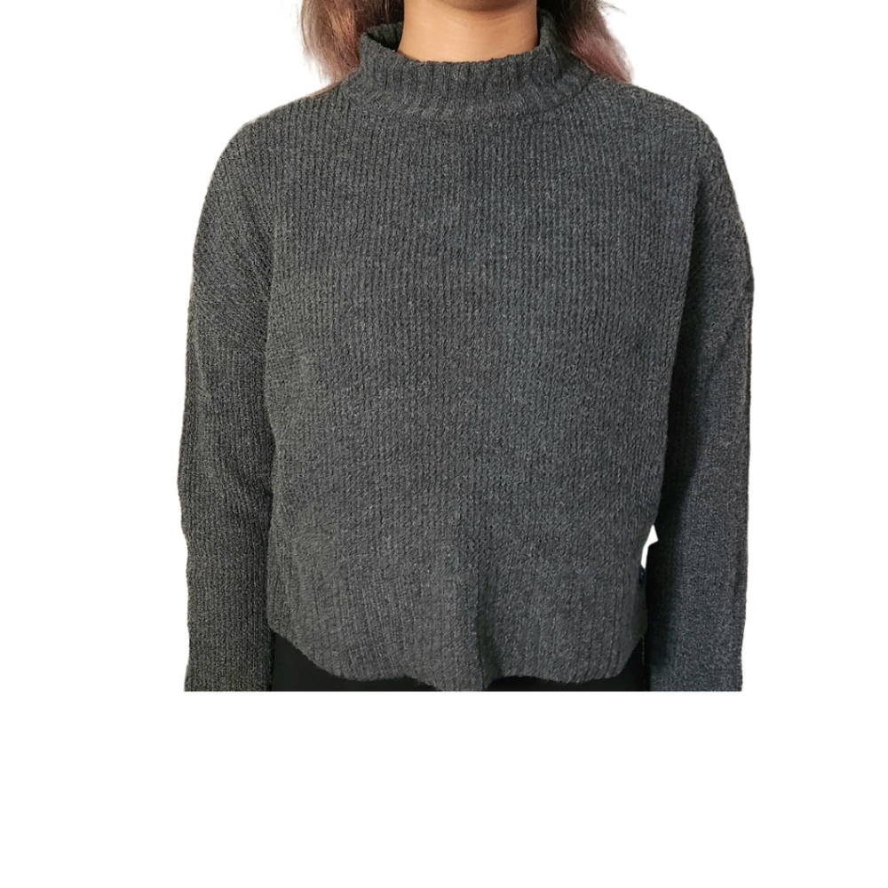 Arizona Jean Co Women's Mock Neck Long S Pullover Sweater, Grey, Size XL